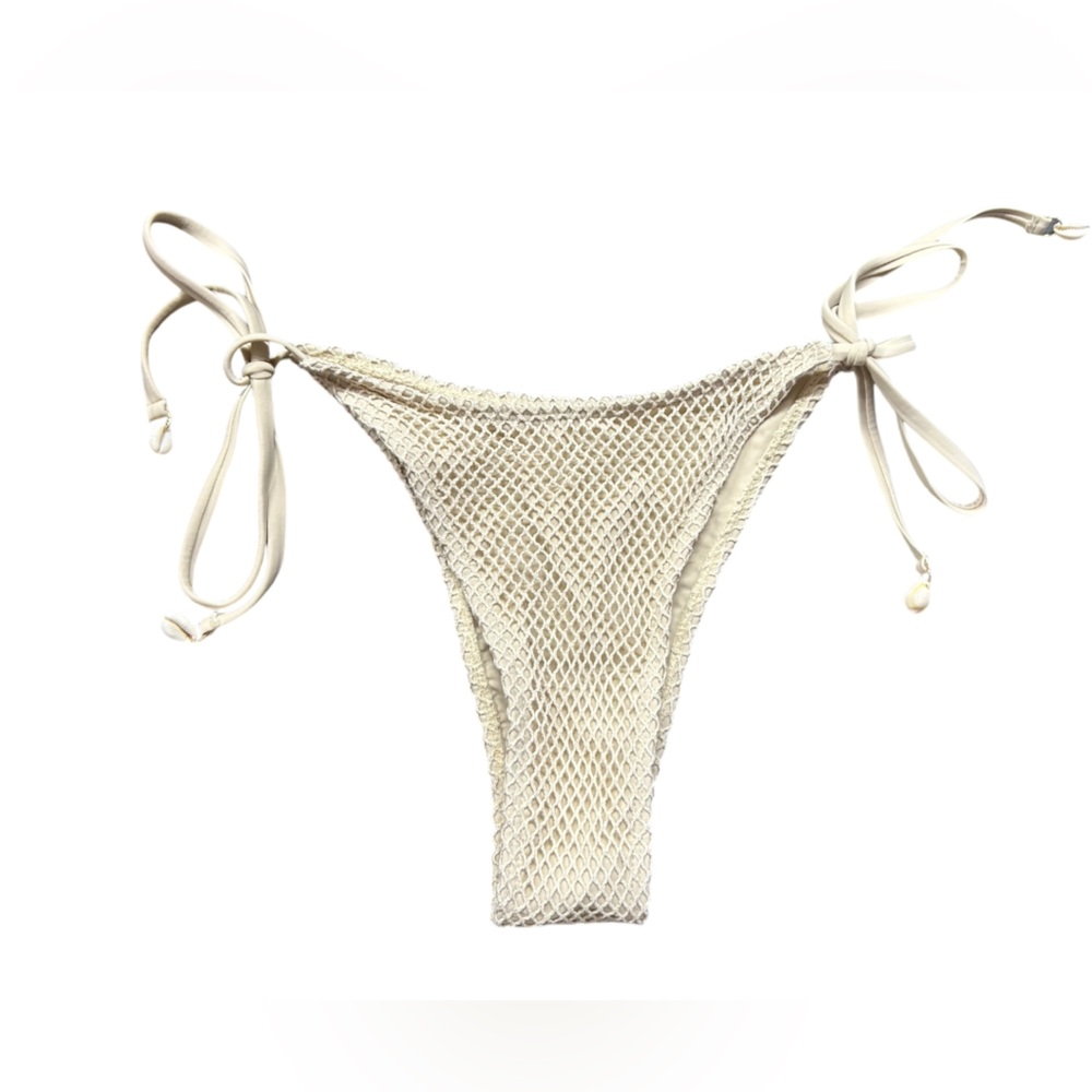 ZAFUL women’s string sides brazillian bikini swim bottom w shell accent NWT